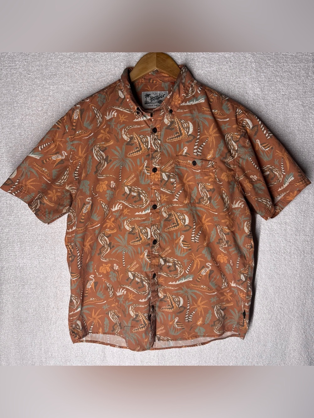 Howler Brothers Rust Tropical Short-Sleeve Button-Up Shirt